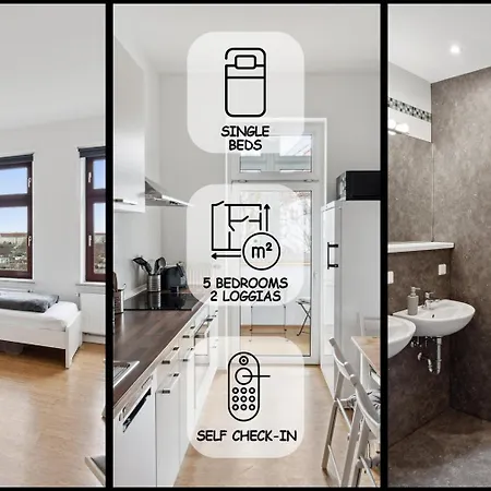 Fuer 13 Gaeste, 5 Schlafzimmer, 2 Baeder, 2 Loggia's, Zentrum Ost
